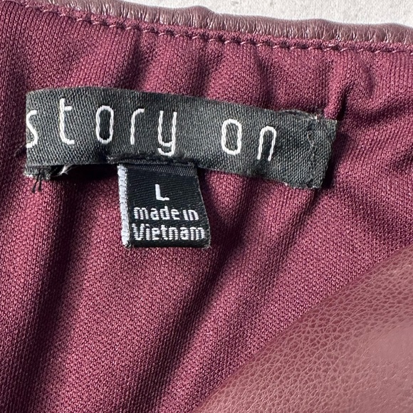 Chic Burgundy Leather faux Corset Top Size L - Picture 5 of 6